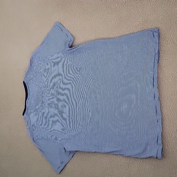 Calvin Klein Supima Cotton striped blue and white shirt with logo on left bottom - Picture 3 of 5